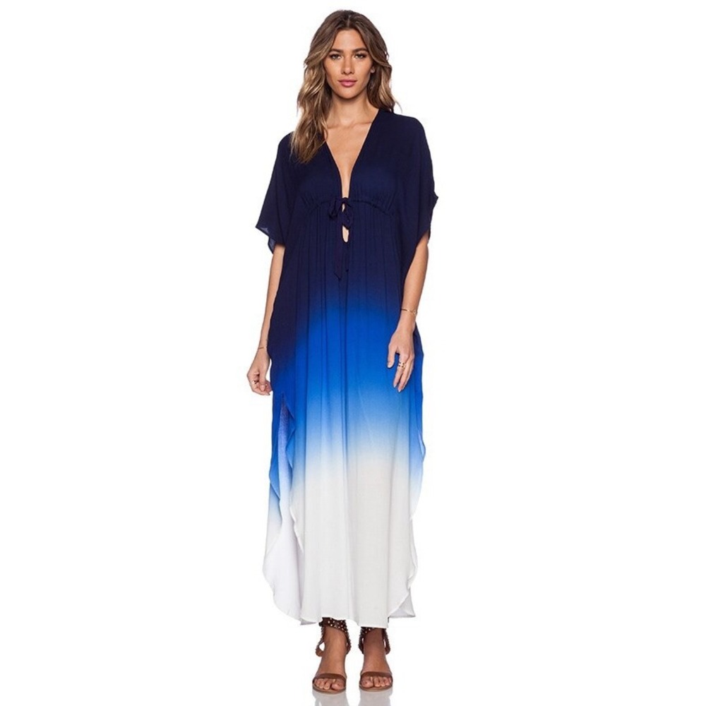 YFB Young Fabulous & Broke Women's Blue‎ Ombre Kaftan Cover-Up O/S Beach Resort